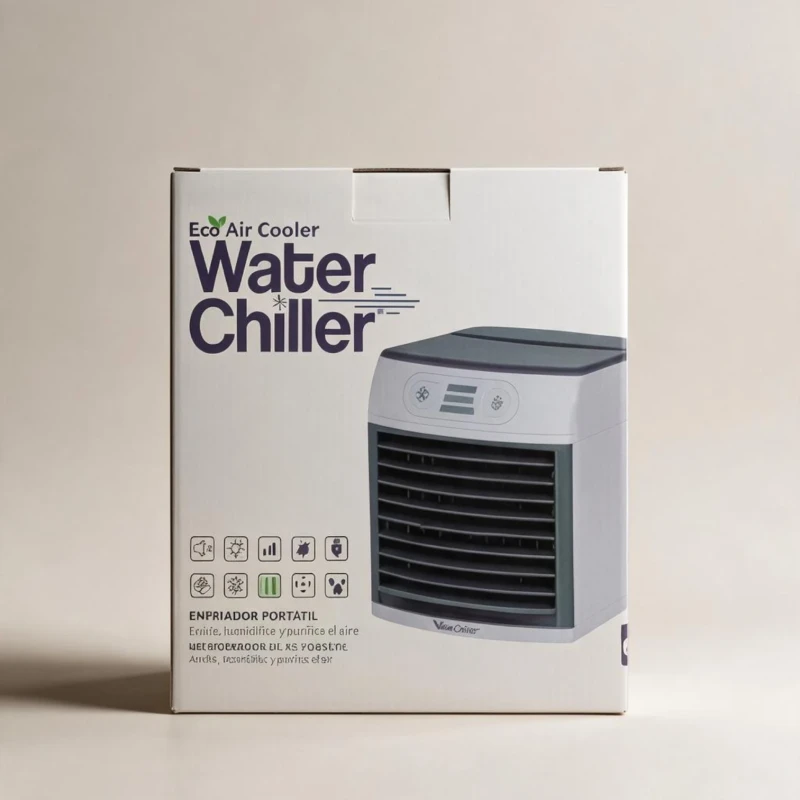 مبرد هواء مائي محمول Water Chiller مع ترطيب وتنقية وإضاءة LED وتحكم باللمس