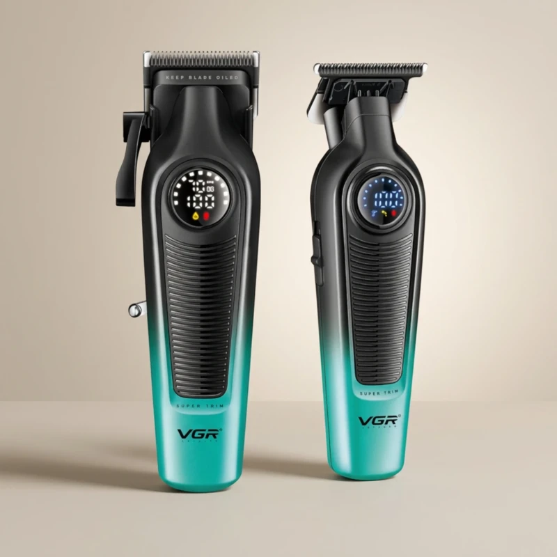 طقم ماكينات قص وتشذيب الشعر الاحترافي VGR V-196 & V-996