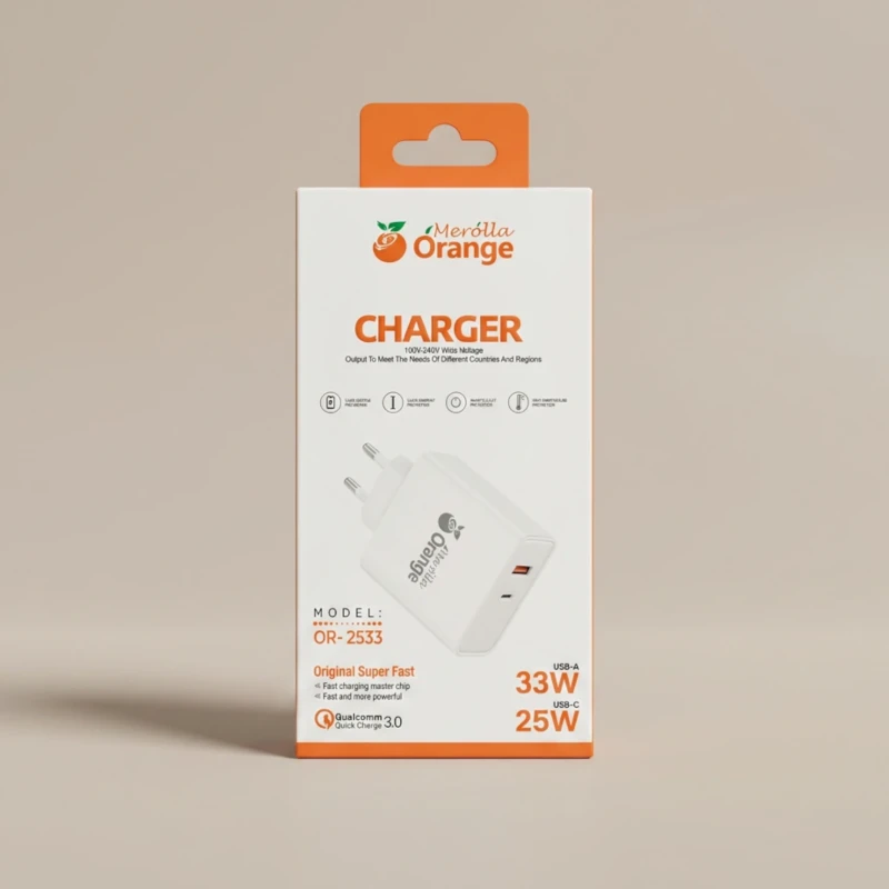 شاحن Orange جداري سريع بمنفذين