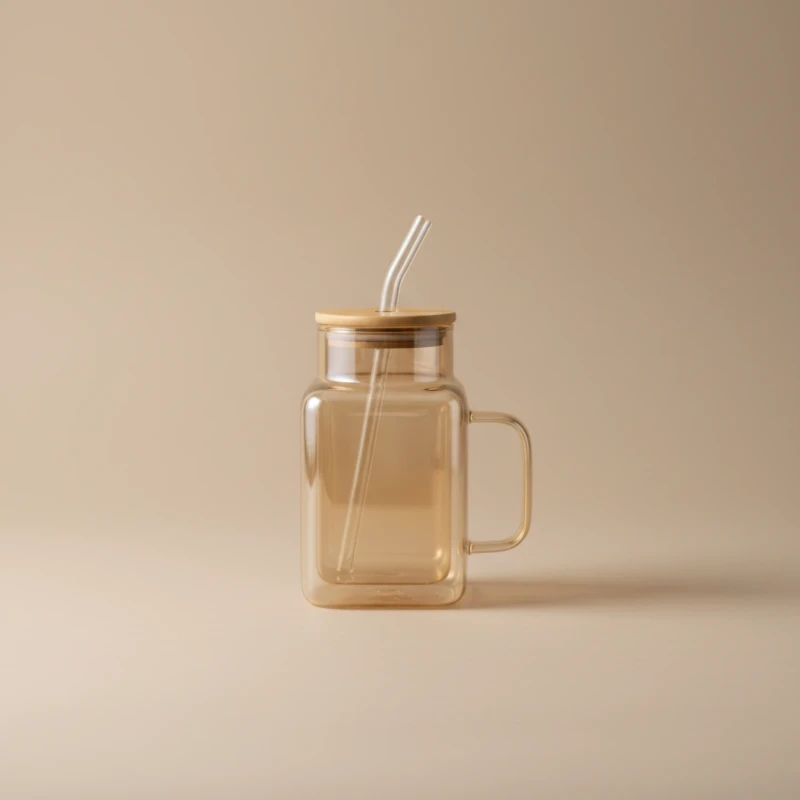ماغ شفاف بمقبض وغطاء – تصميم مربع مع شفاطة
